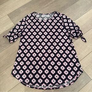 WEST LOOP WOMENS LARGE GEOMETRIC 3/4 SLEEVE T-SHIRT PINK